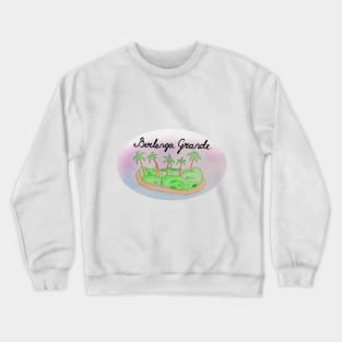 Berlenga Grande watercolor Island travel, beach, sea and palm trees. Holidays and rest, summer and relaxation Crewneck Sweatshirt